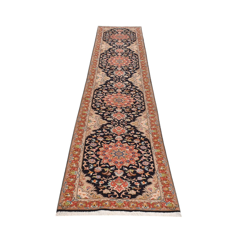 Tapis de couloir Tapis persan - Tabriz - Royal - 380 x 75 cm - bleu foncé