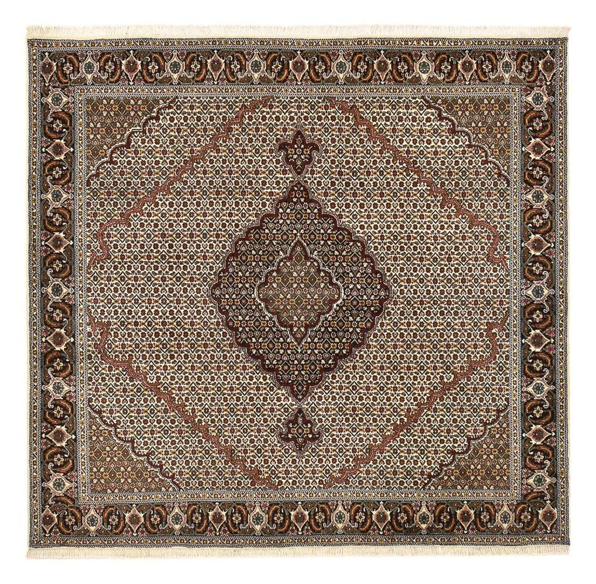 Tapis persan - Tabriz - Royal carré  - 200 x 200 cm - marron