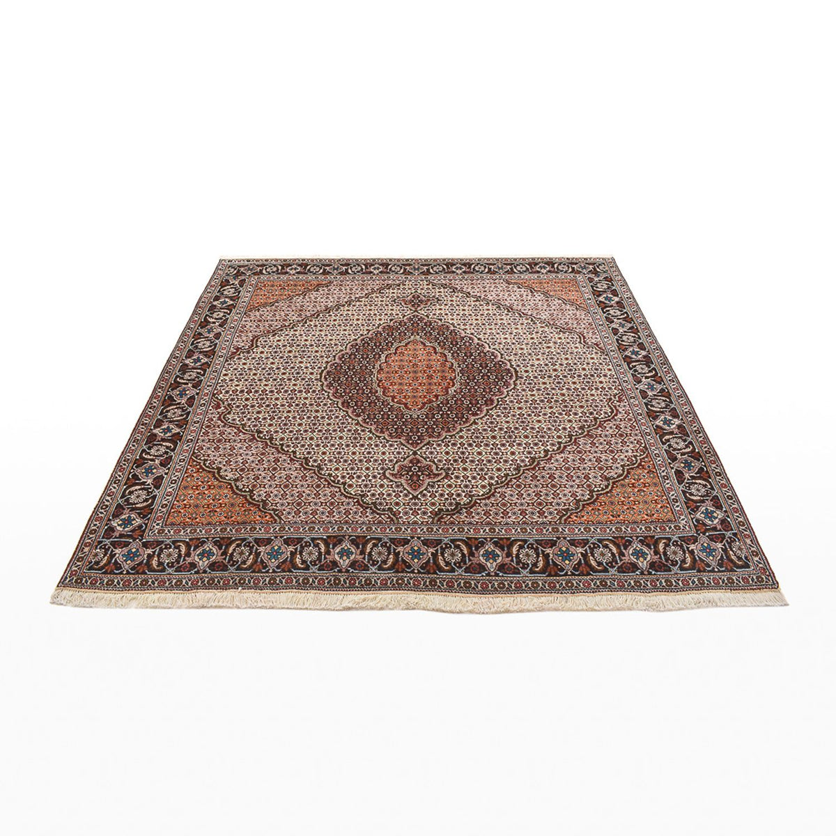 Tapis persan - Tabriz - Royal carré  - 201 x 201 cm - marron clair