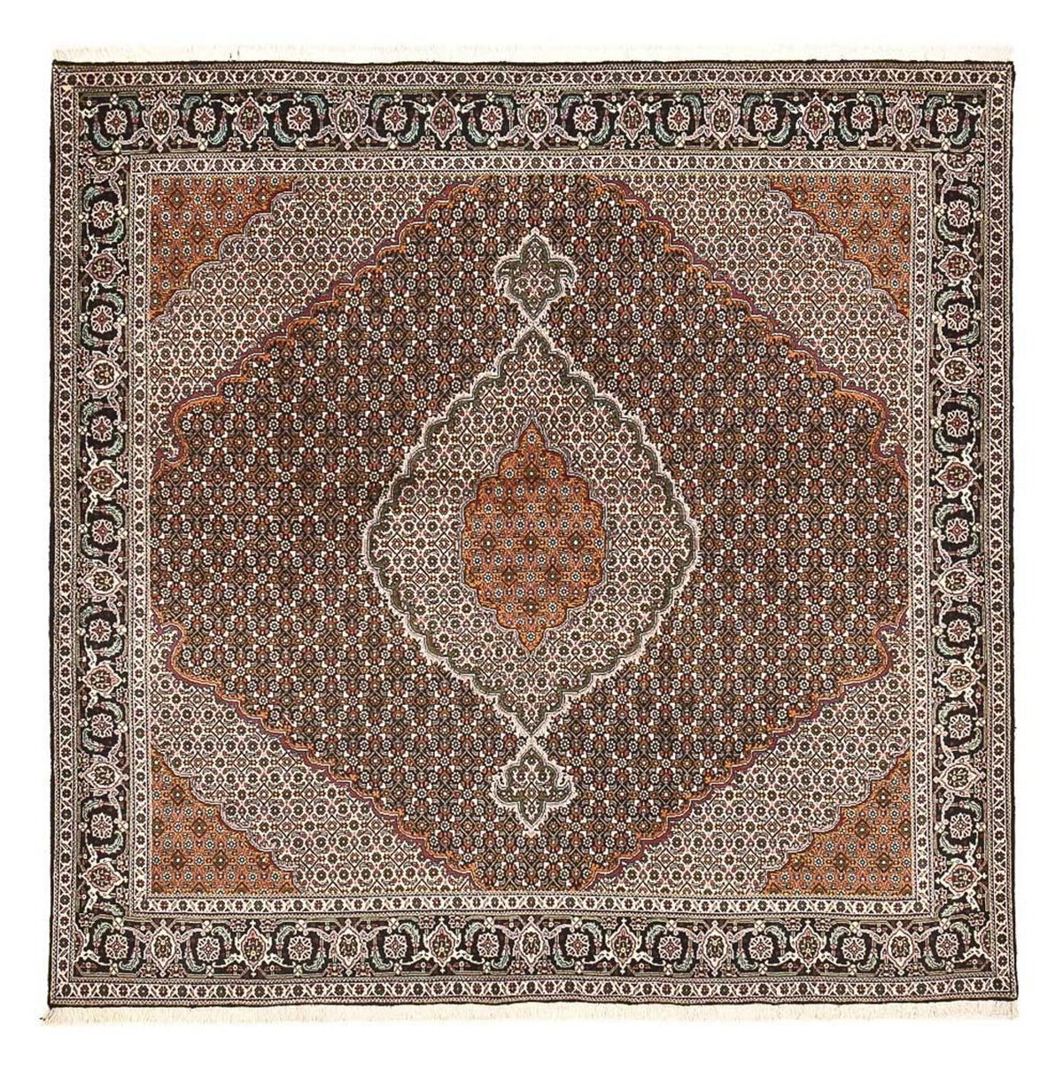 Tapis persan - Tabriz - Royal carré  - 203 x 203 cm - marron