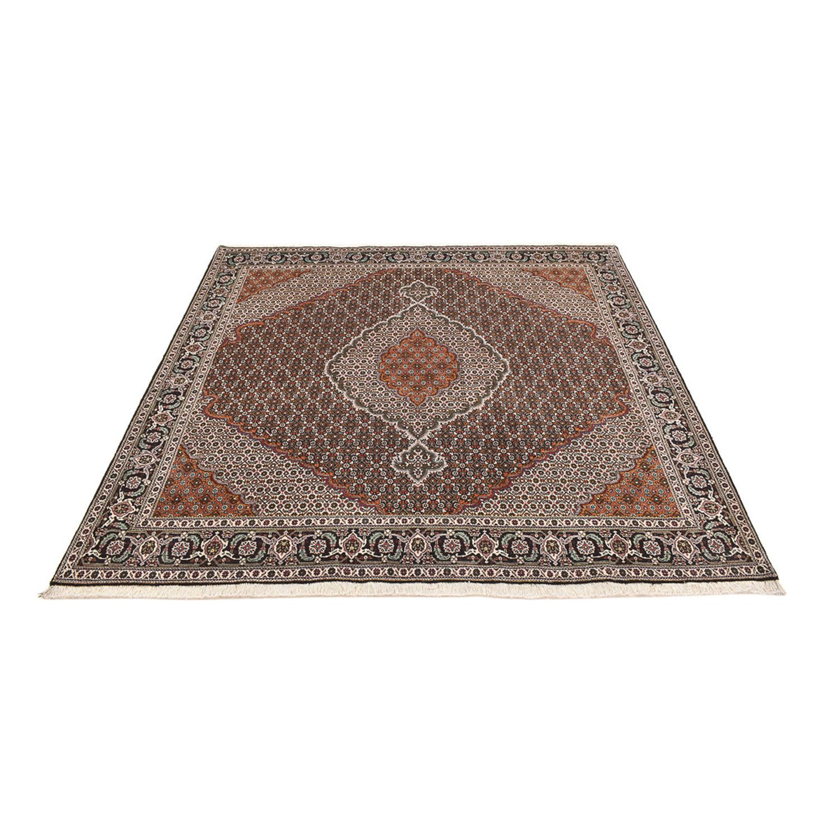 Tapis persan - Tabriz - Royal carré  - 203 x 203 cm - marron