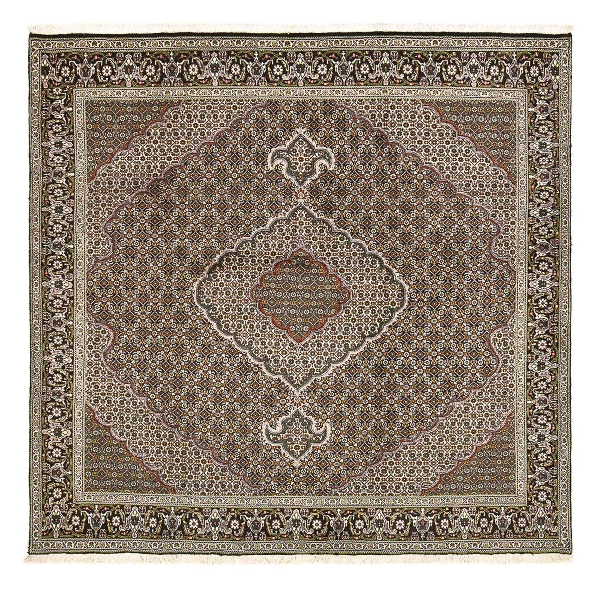 Tapis persan - Tabriz - Royal carré  - 201 x 200 cm - marron