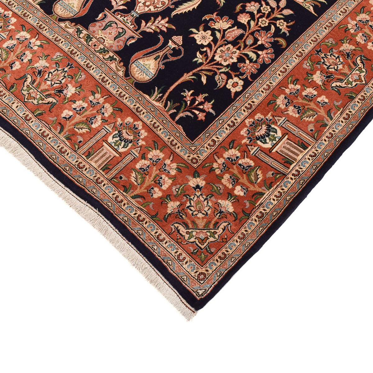 Tapis persan - Ghom - Royal - 270 x 157 cm - bleu foncé