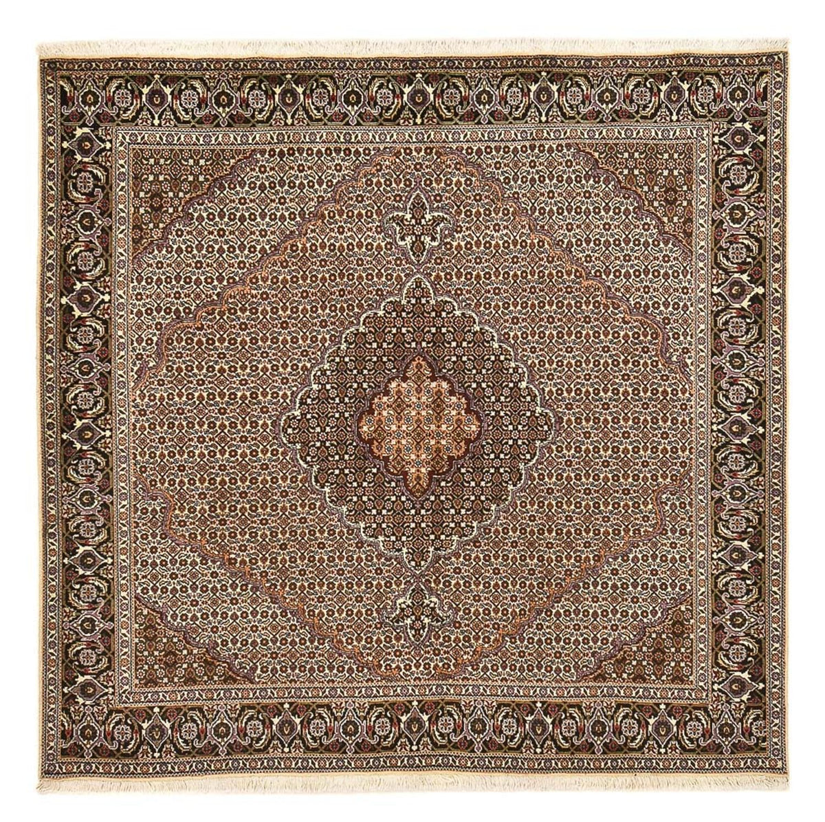 Tapis persan - Tabriz - Royal carré  - 202 x 202 cm - marron