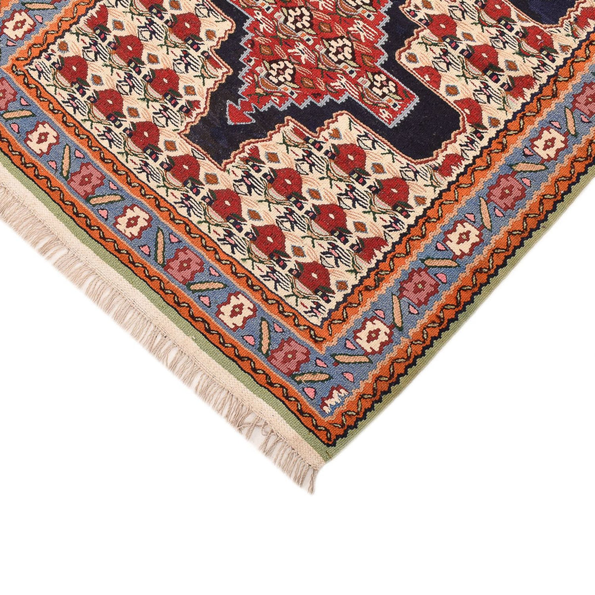 Tapis de couloir Tapis Kelim - Oriental - 415 x 85 cm - bleu foncé