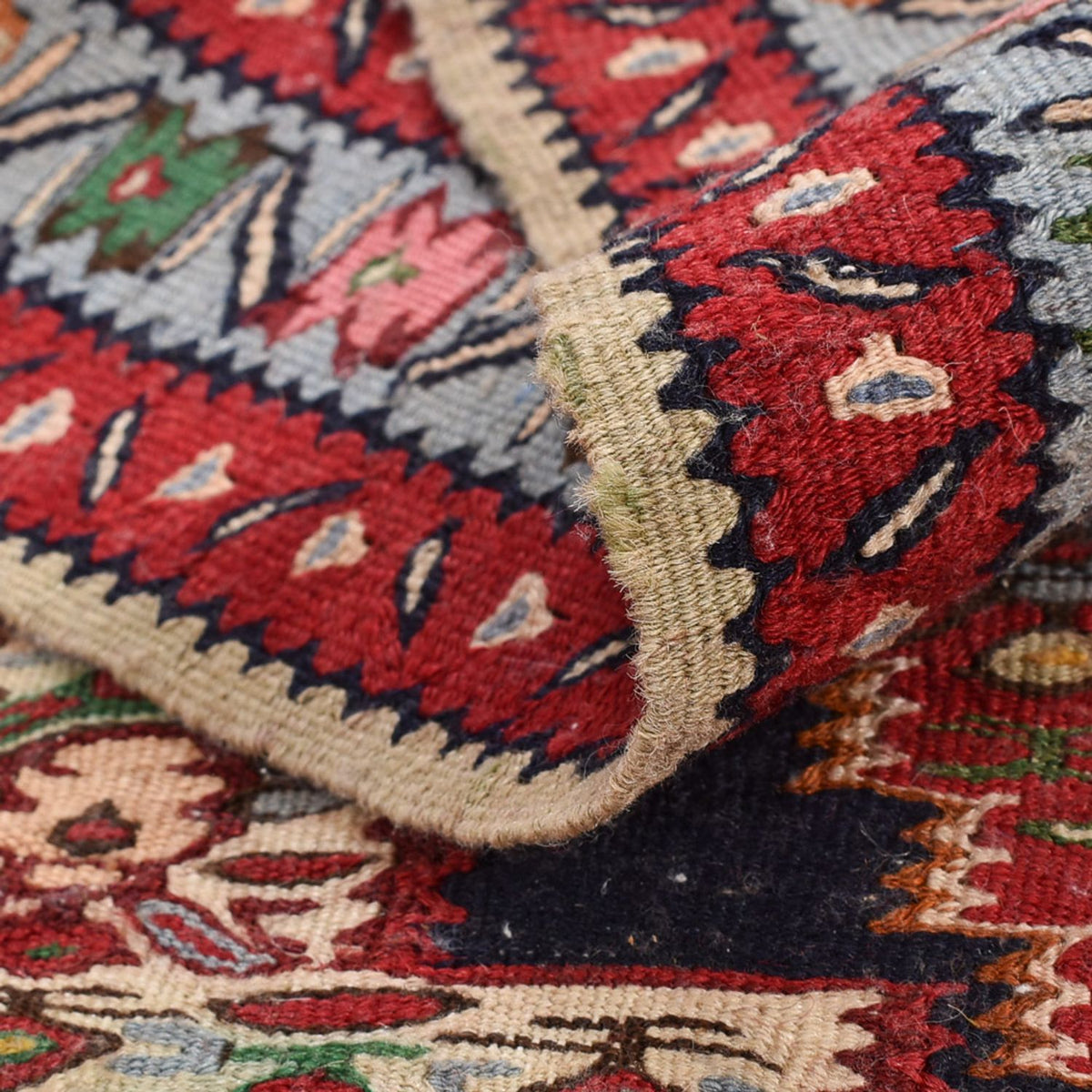 Tapis de couloir Tapis Kelim - Oriental - 395 x 87 cm - bleu foncé