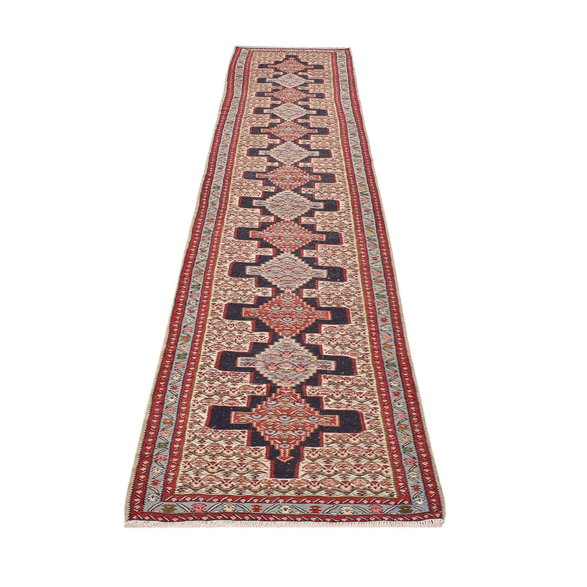 Tapis de couloir Tapis Kelim - Oriental - 395 x 87 cm - bleu foncé
