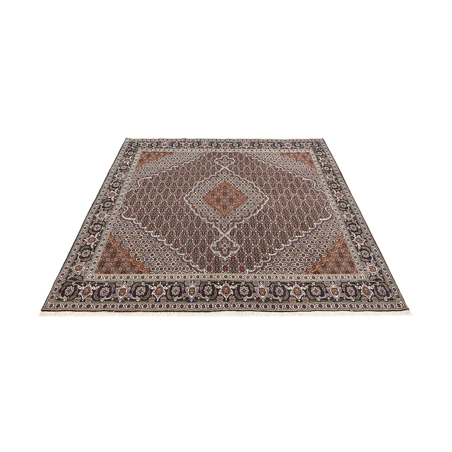 Tapis persan - Tabriz - Royal carré  - 200 x 200 cm - marron
