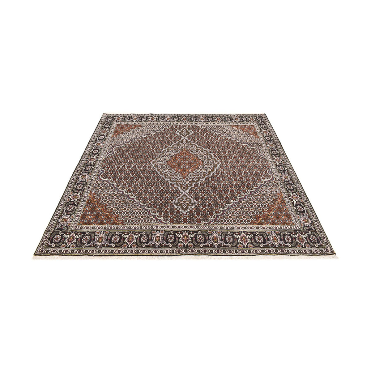 Tapis persan - Tabriz - Royal carré  - 200 x 200 cm - marron