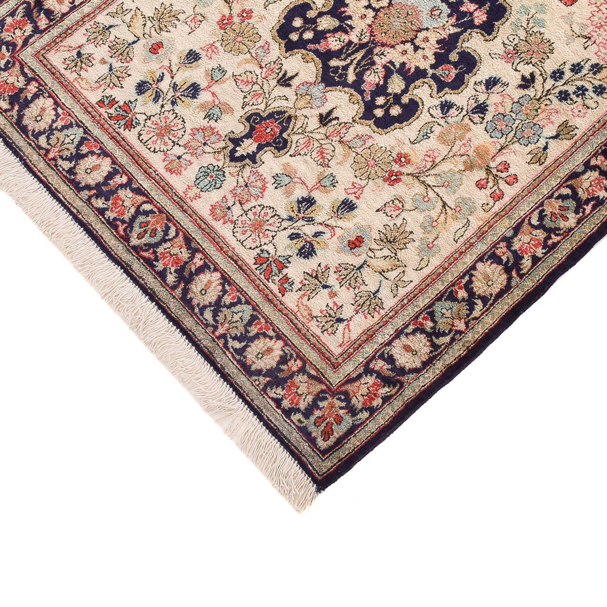 Tapis de couloir Tapis en soie - Ghom soie - Premium - 222 x 69 cm - crème