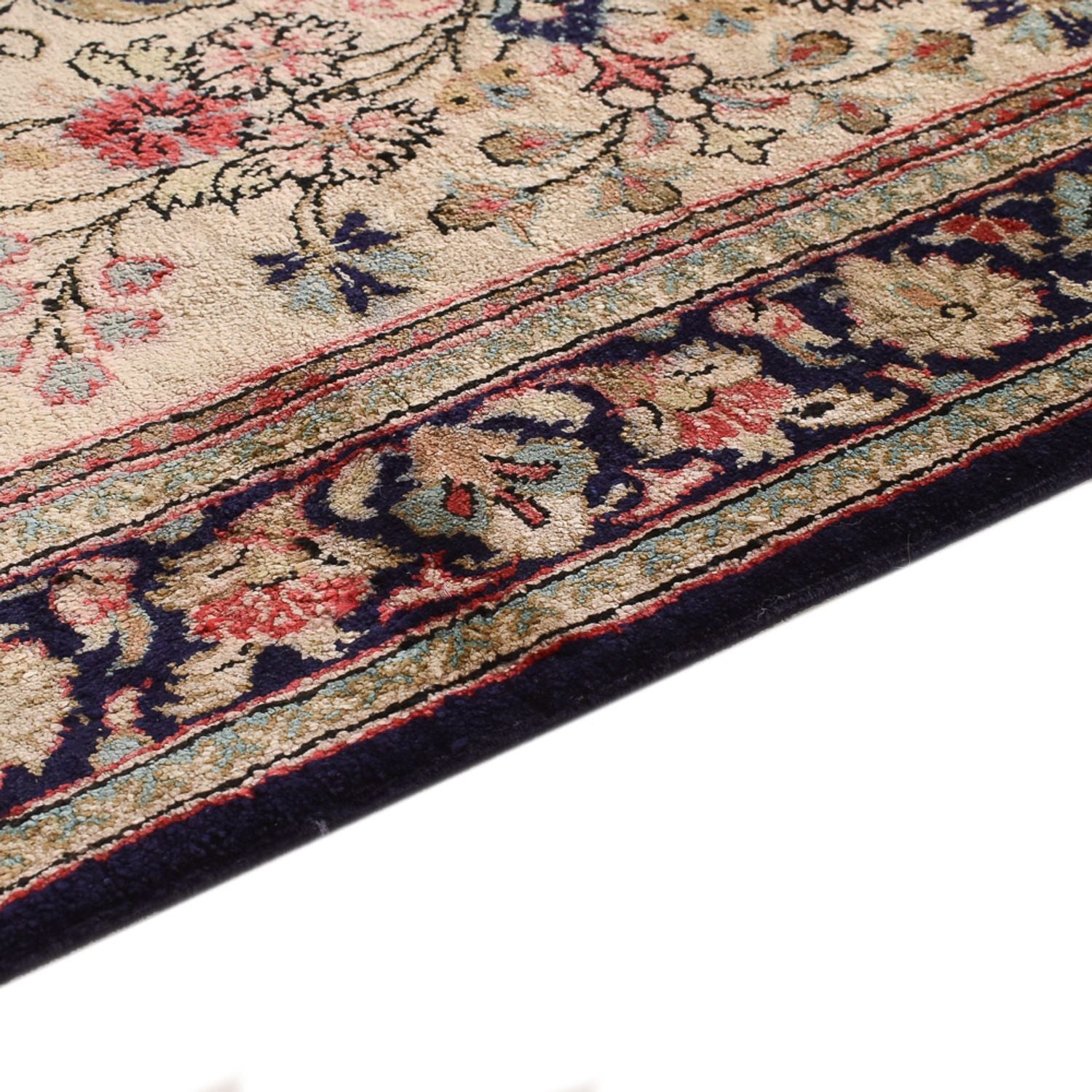 Tapis de couloir Tapis en soie - Ghom soie - Premium - 222 x 69 cm - crème