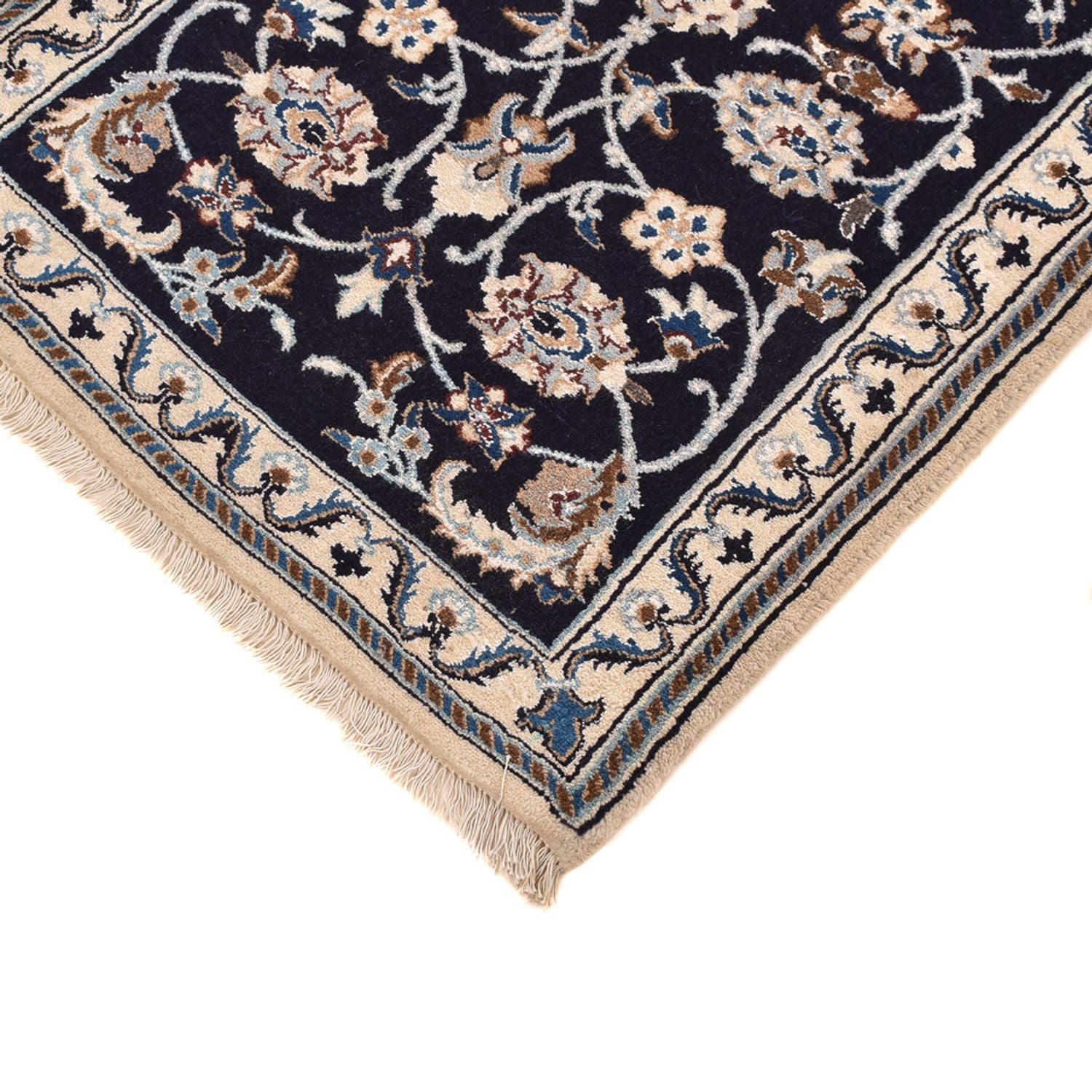 Tapis de couloir Tapis persan - Nain - Royal - 186 x 65 cm - bleu foncé