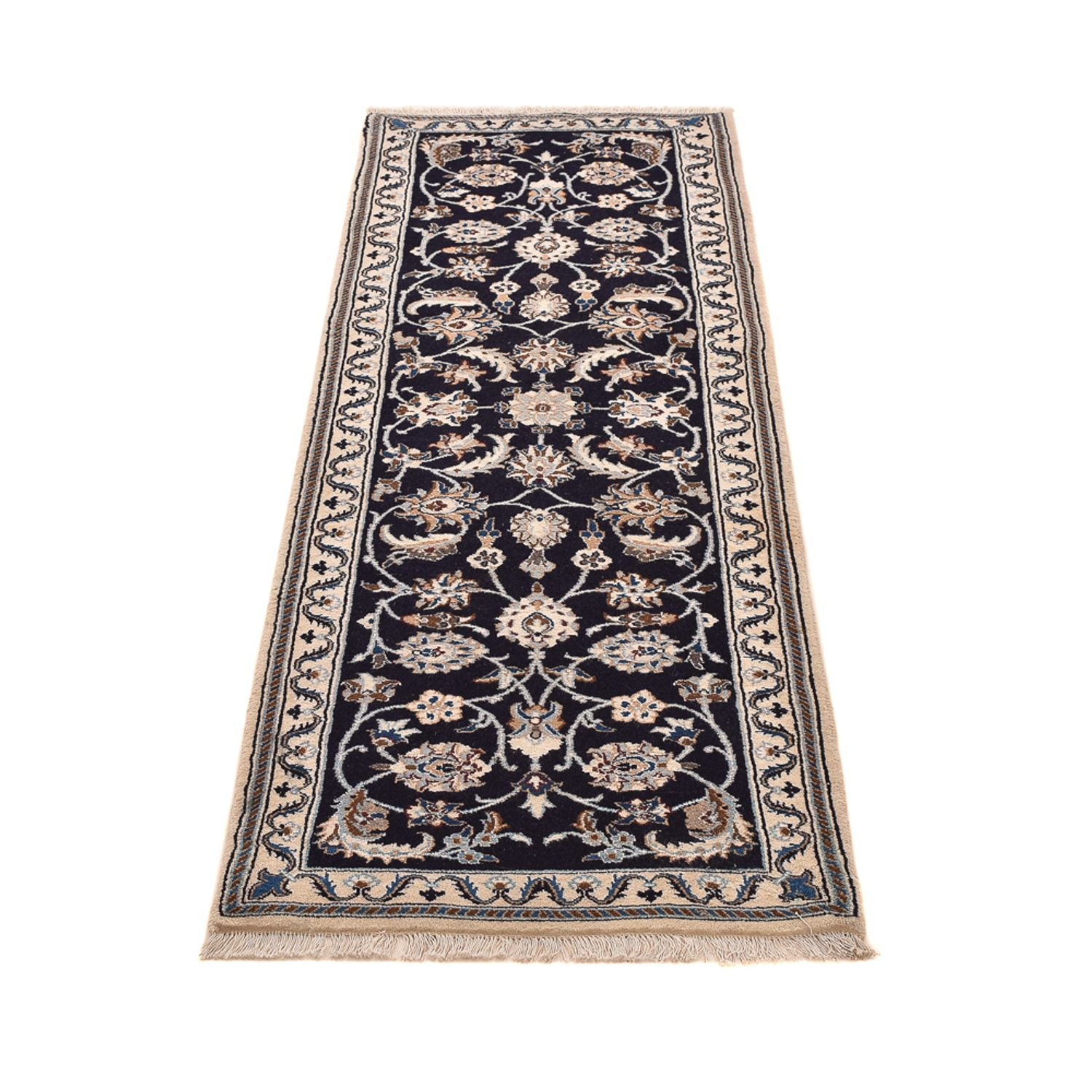Tapis de couloir Tapis persan - Nain - Royal - 186 x 65 cm - bleu foncé