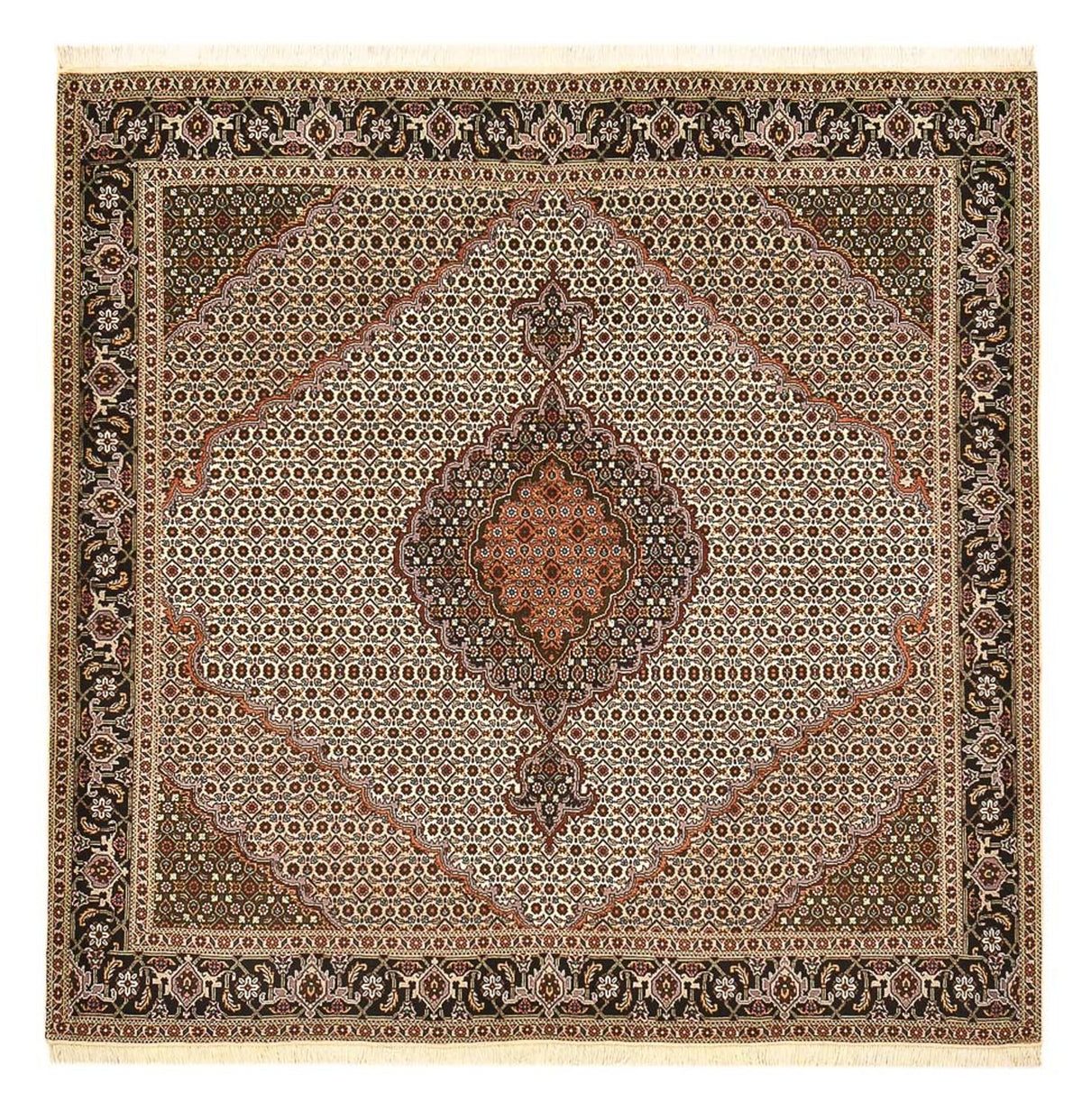 Tapis persan - Tabriz - Royal carré  - 203 x 198 cm - marron clair