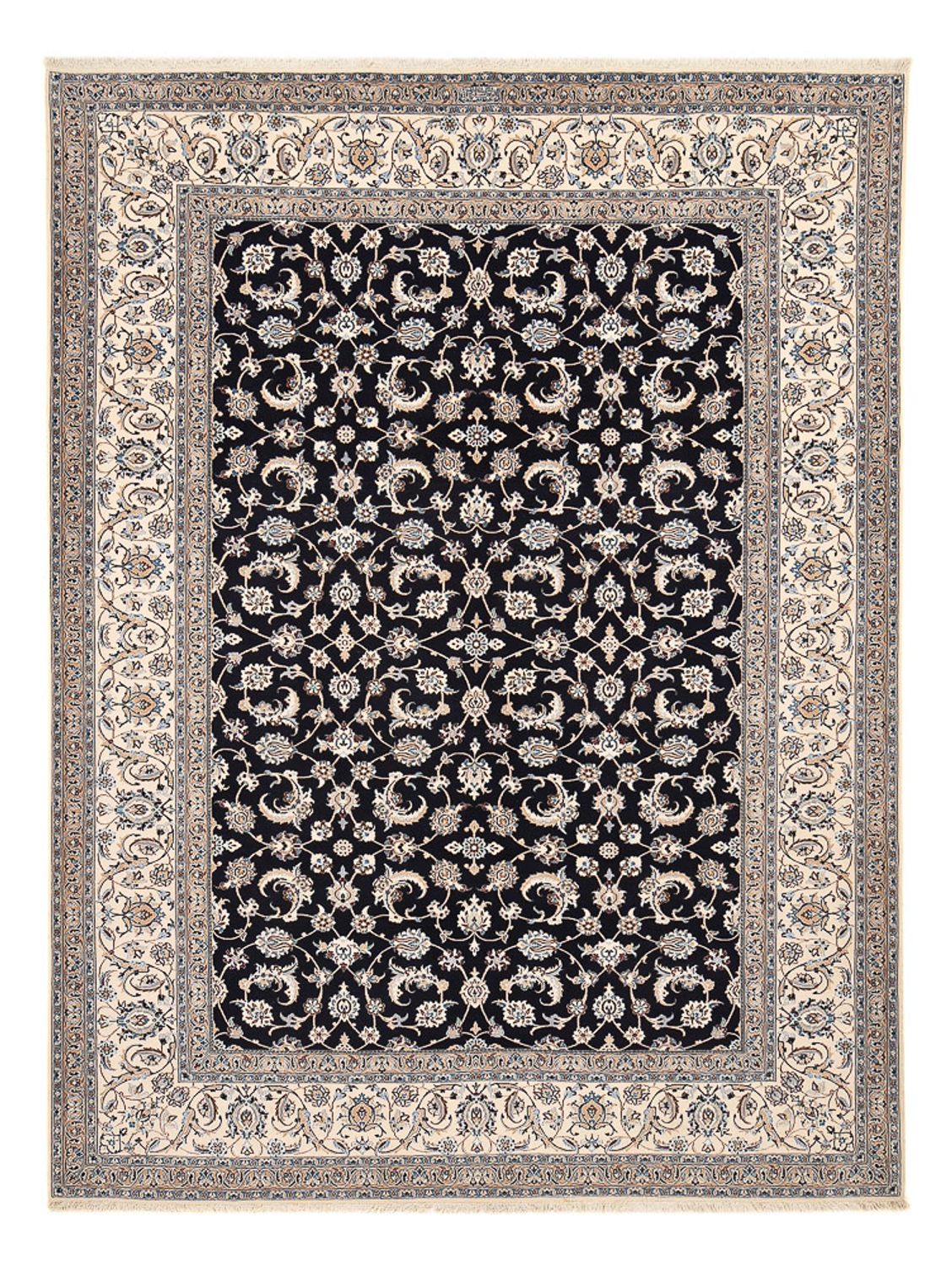 Tapis persan - Nain - Premium - 342 x 258 cm - bleu foncé