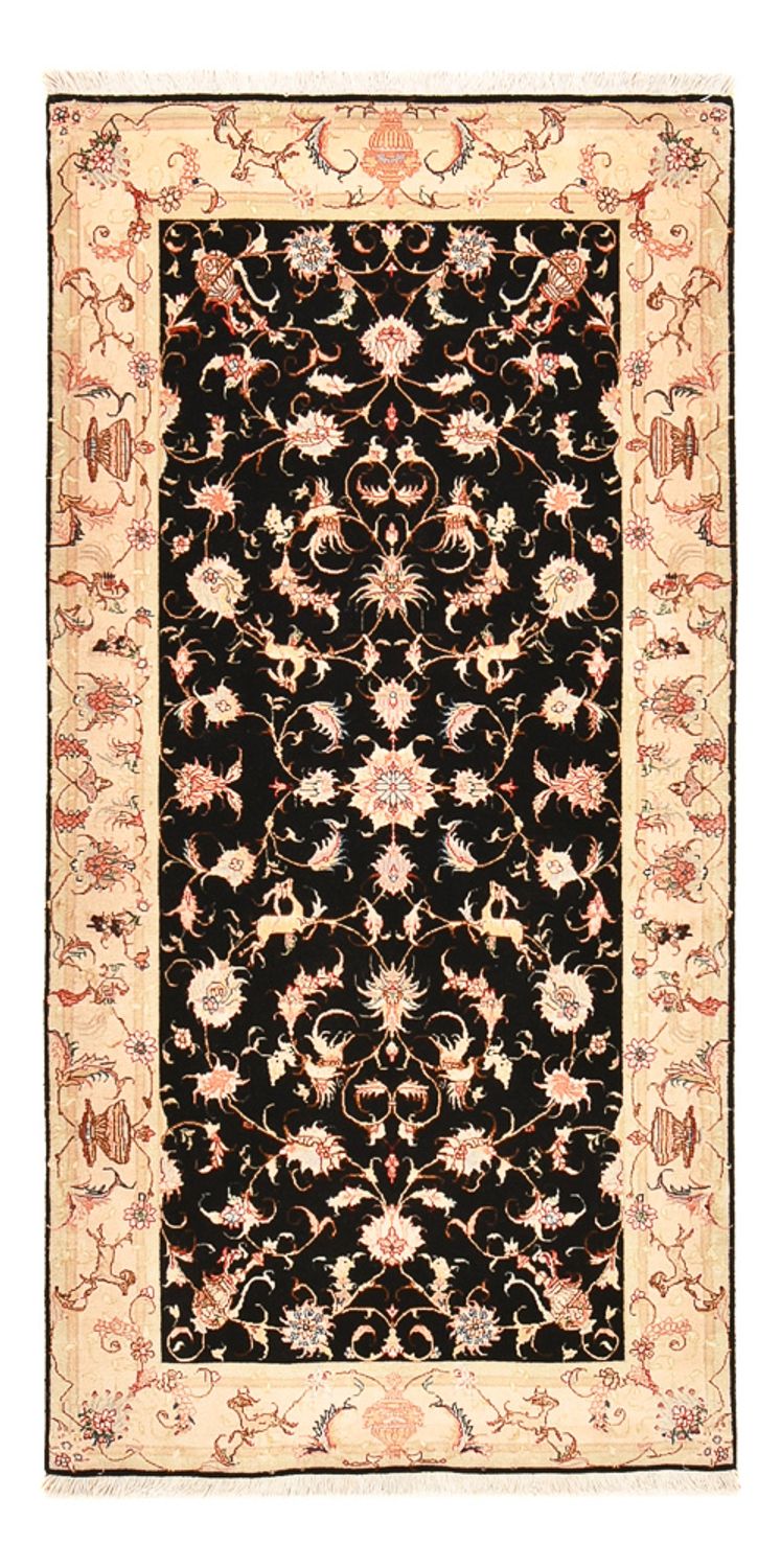 Tapis de couloir Tapis persan - Tabriz - Royal - 204 x 100 cm - bleu foncé