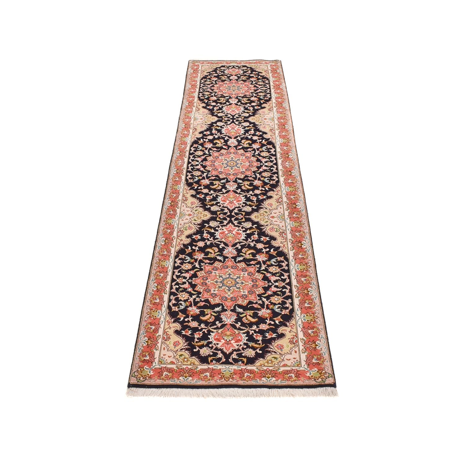 Tapis de couloir Tapis persan - Tabriz - Premium - 308 x 74 cm - bleu foncé
