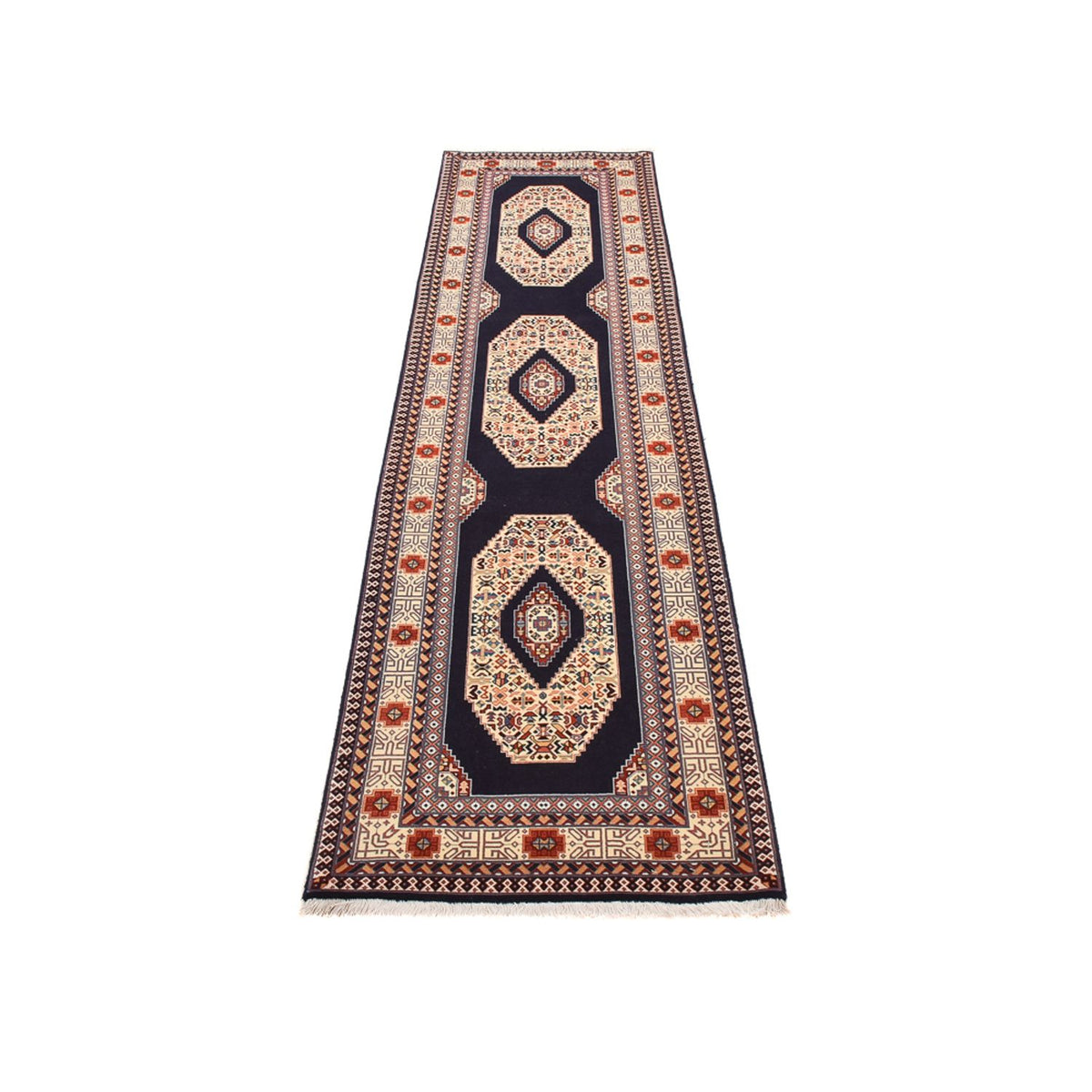 Tapis de couloir Tapis persan - Tabriz - Premium - 300 x 73 cm - bleu foncé