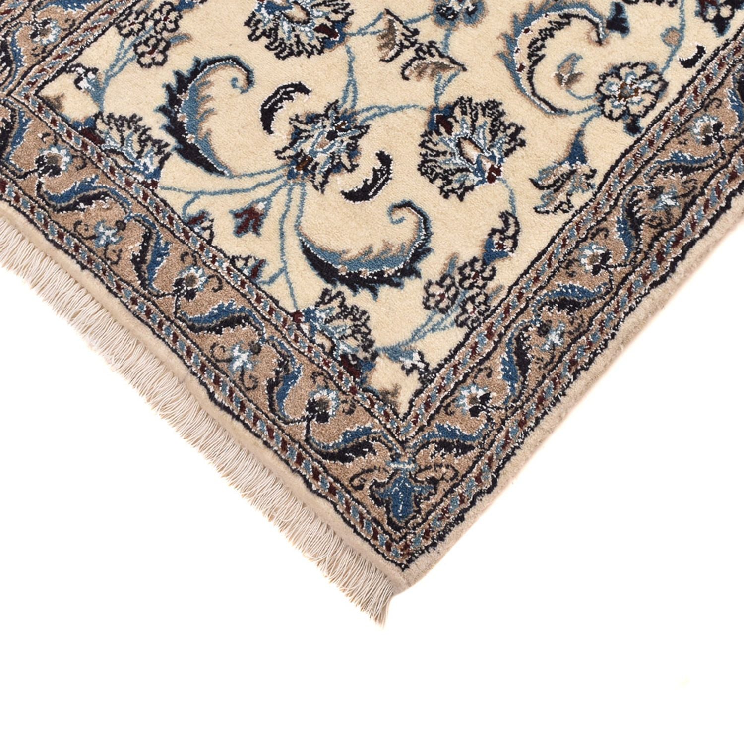 Tapis de couloir Tapis persan - Nain - Royal - 195 x 58 cm - crème