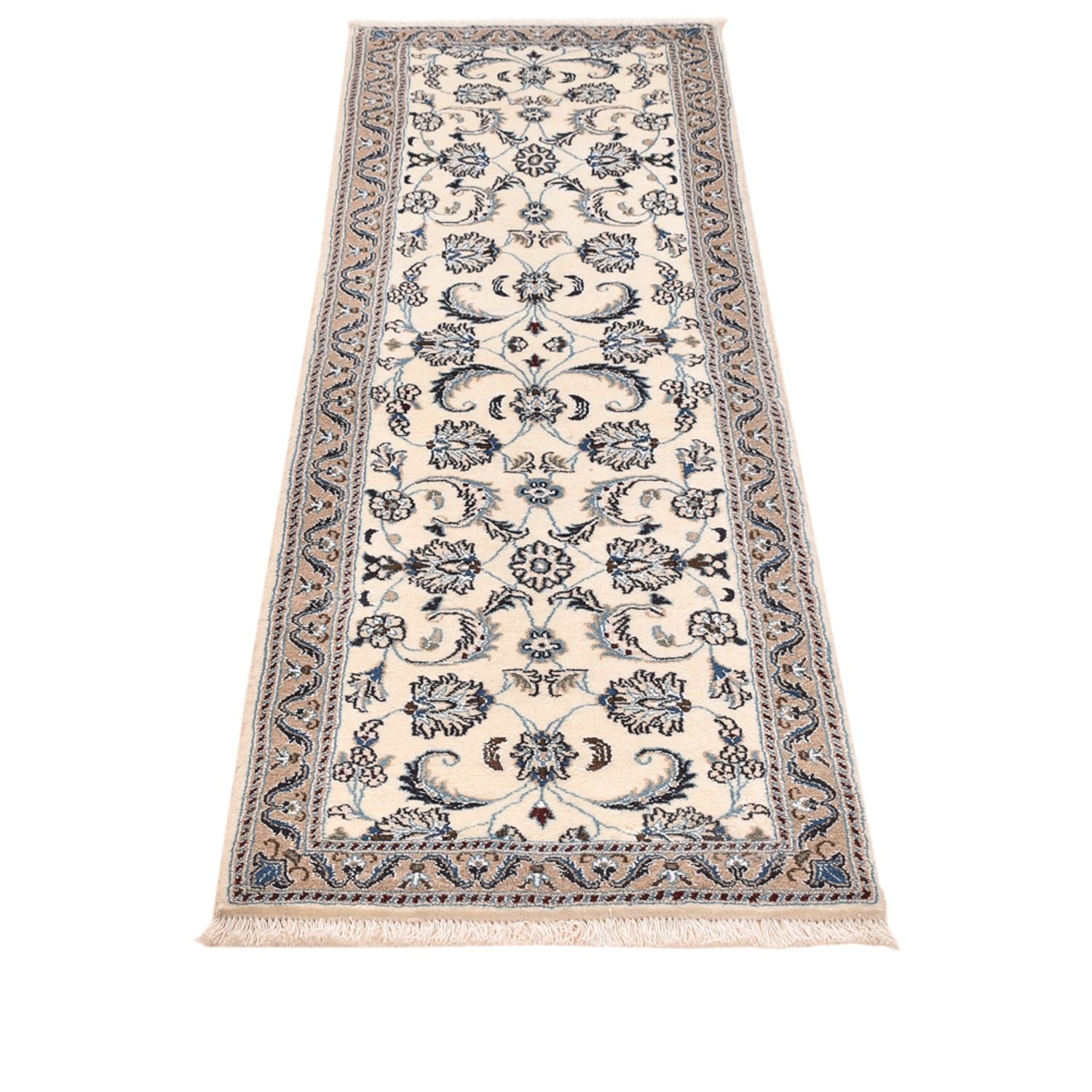 Tapis de couloir Tapis persan - Nain - Royal - 198 x 59 cm - crème