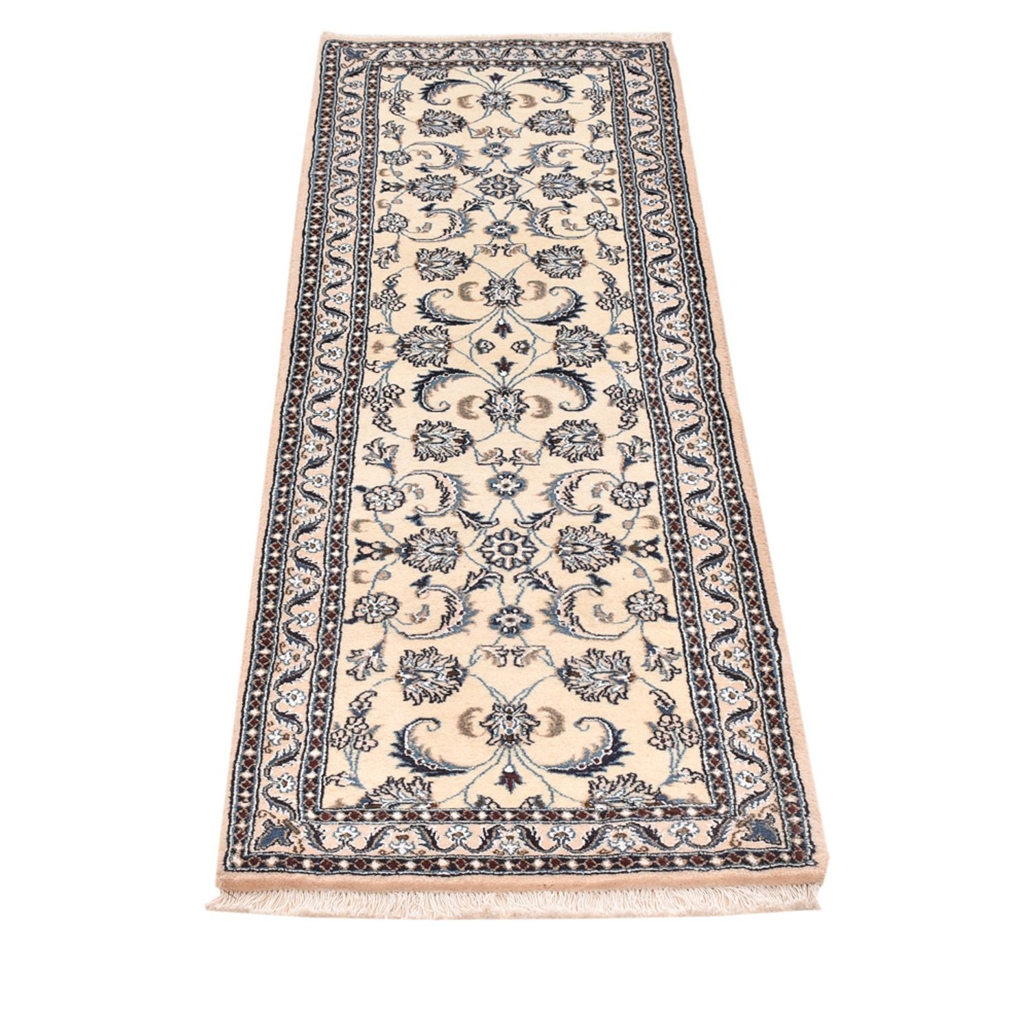 Tapis de couloir Tapis persan - Nain - Royal - 195 x 57 cm - crème