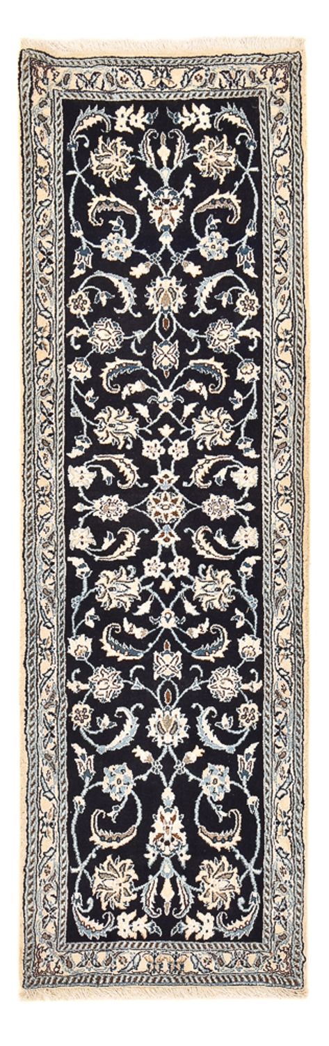 Tapis de couloir Tapis persan - Nain - Royal - 203 x 62 cm - bleu foncé