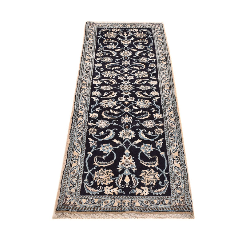 Tapis de couloir Tapis persan - Nain - Royal - 203 x 62 cm - bleu foncé