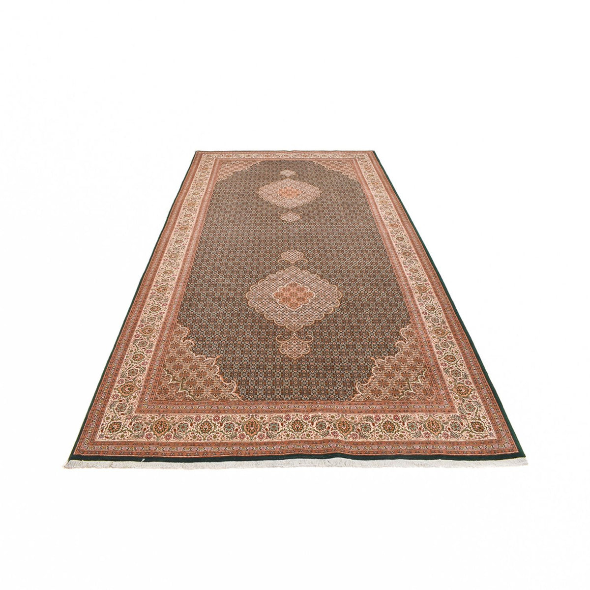 Tapis de couloir Tapis persan - Tabriz - Royal - 404 x 200 cm - sable