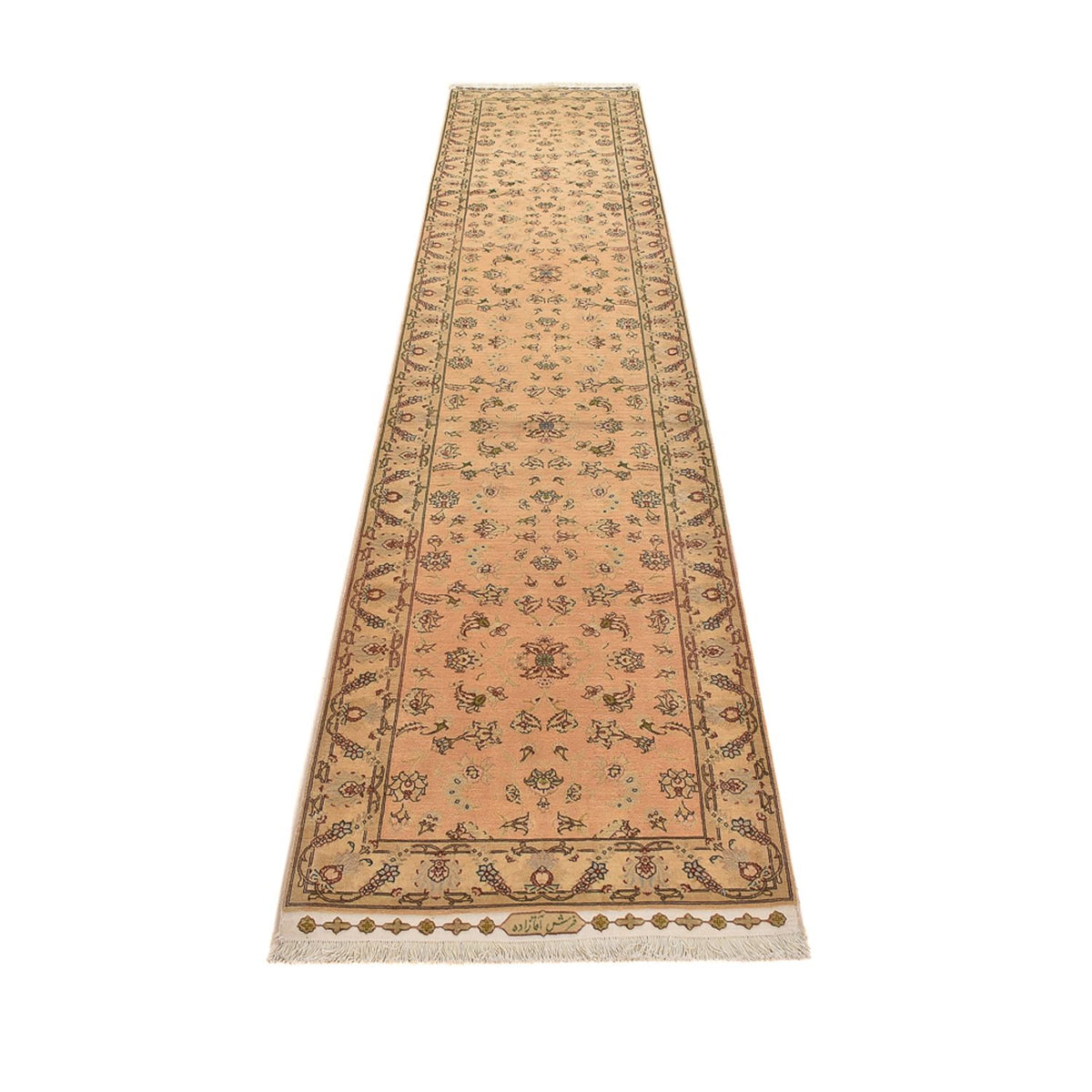 Tapis de couloir Tapis persan - Tabriz - Royal - 378 x 78 cm - beige