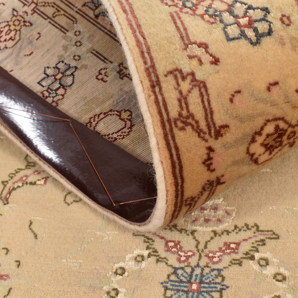 Tapis de couloir Tapis persan - Tabriz - Royal - 376 x 80 cm - or