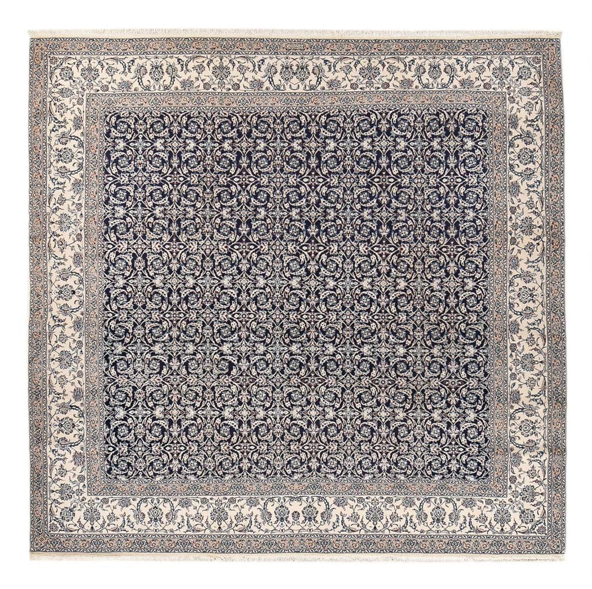 Tapis persan - Nain - Premium carré  - 342 x 340 cm - bleu foncé