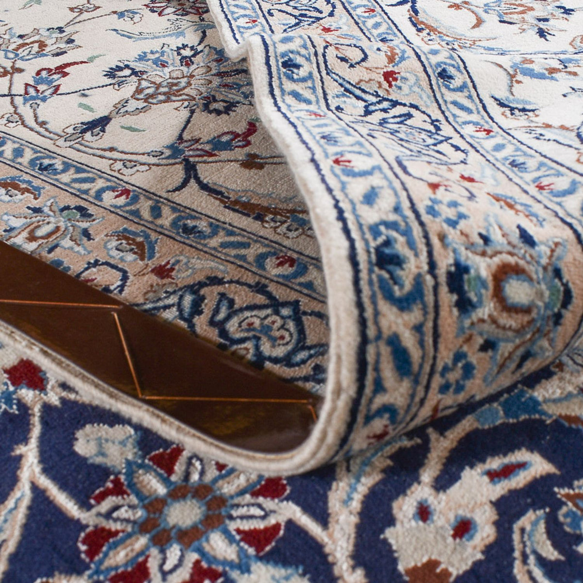 Tapis persan - Nain - Premium carré  - 342 x 340 cm - bleu foncé