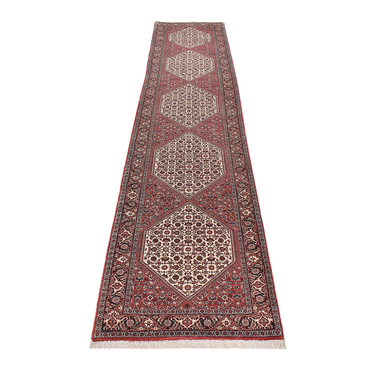 Tapis de couloir Tapis persan - Bidjar - 397 x 80 cm - terracotta