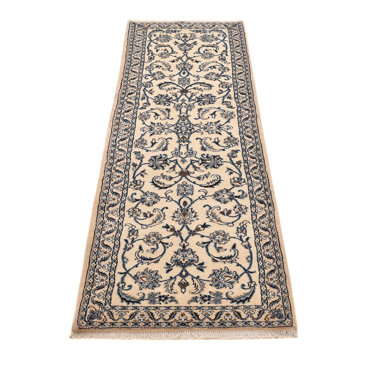 Tapis de couloir Tapis persan - Nain - Royal - 209 x 64 cm - crème