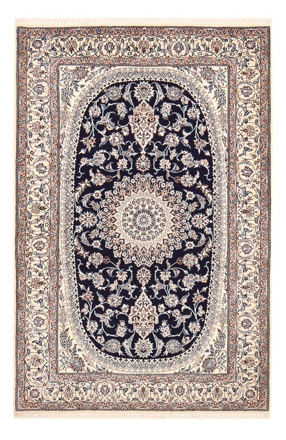 Tapis persan - Nain - Premium - 198 x 131 cm - bleu foncé