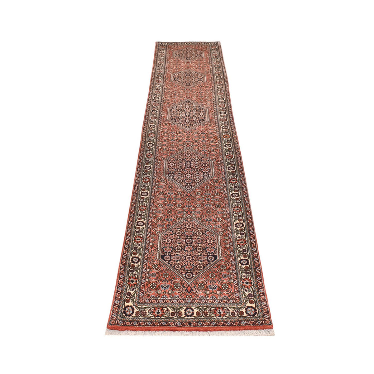 Tapis de couloir Tapis persan - Bidjar - 380 x 69 cm - terracotta