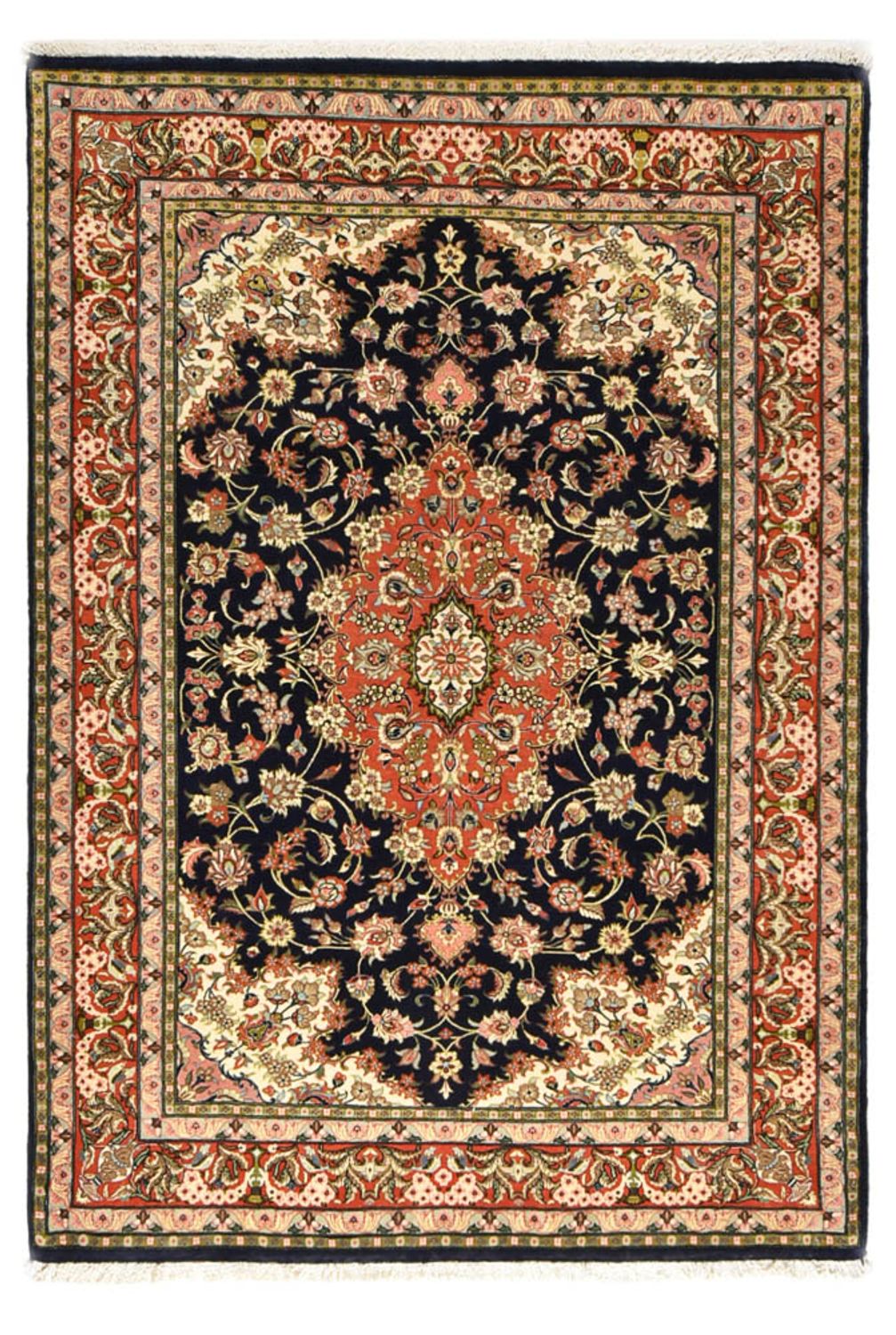 Tapis persan - Ghom - Royal - 194 x 137 cm - bleu foncé