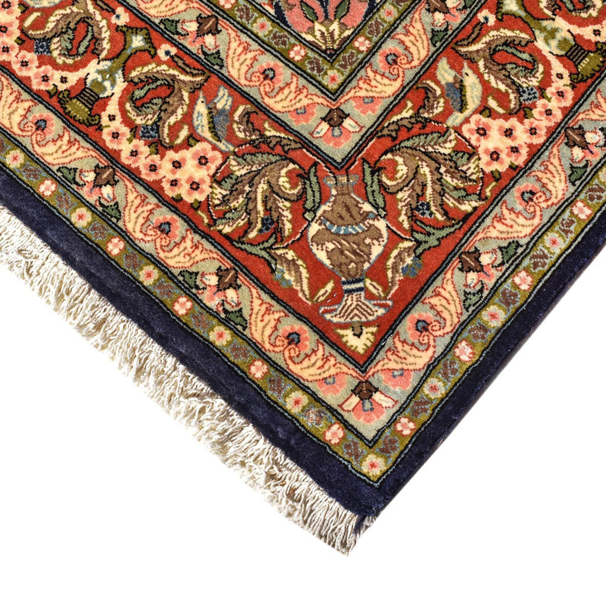 Tapis persan - Ghom - Royal - 194 x 137 cm - bleu foncé