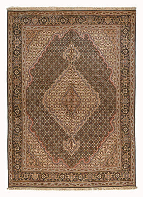 Tapis persan - Tabriz - Royal - 210 x 151 cm - marron foncé