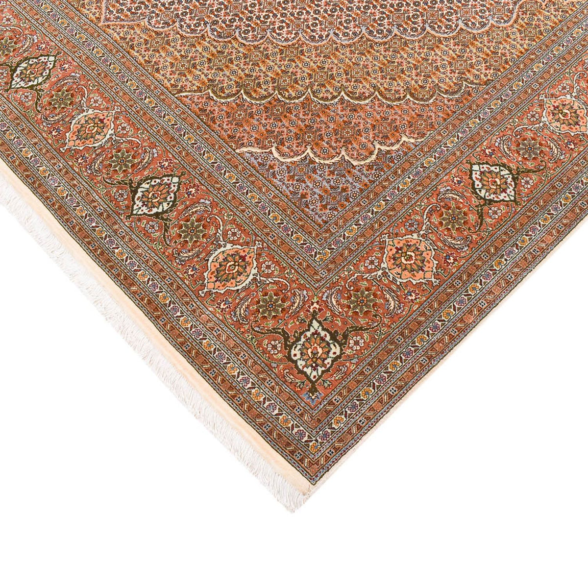 Tapis de couloir Tapis persan - Tabriz - Royal - 403 x 200 cm - marron clair