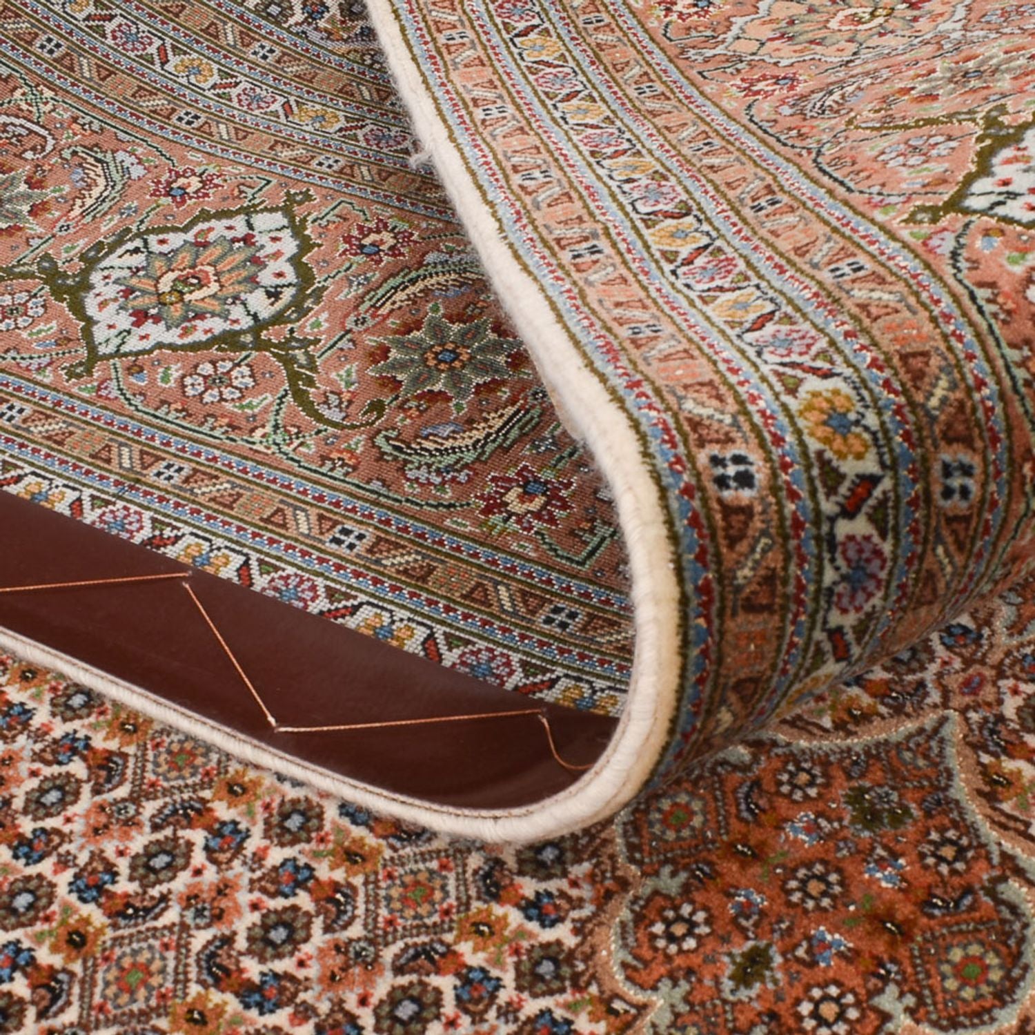Tapis de couloir Tapis persan - Tabriz - Royal - 403 x 200 cm - marron clair
