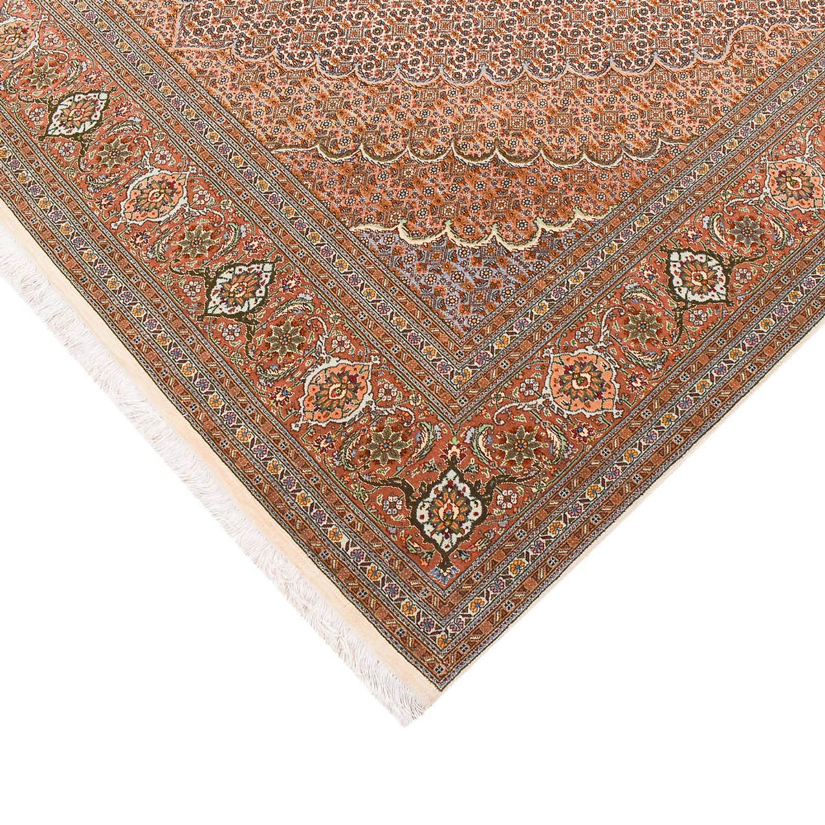 Tapis de couloir Tapis persan - Tabriz - Royal - 407 x 201 cm - marron clair