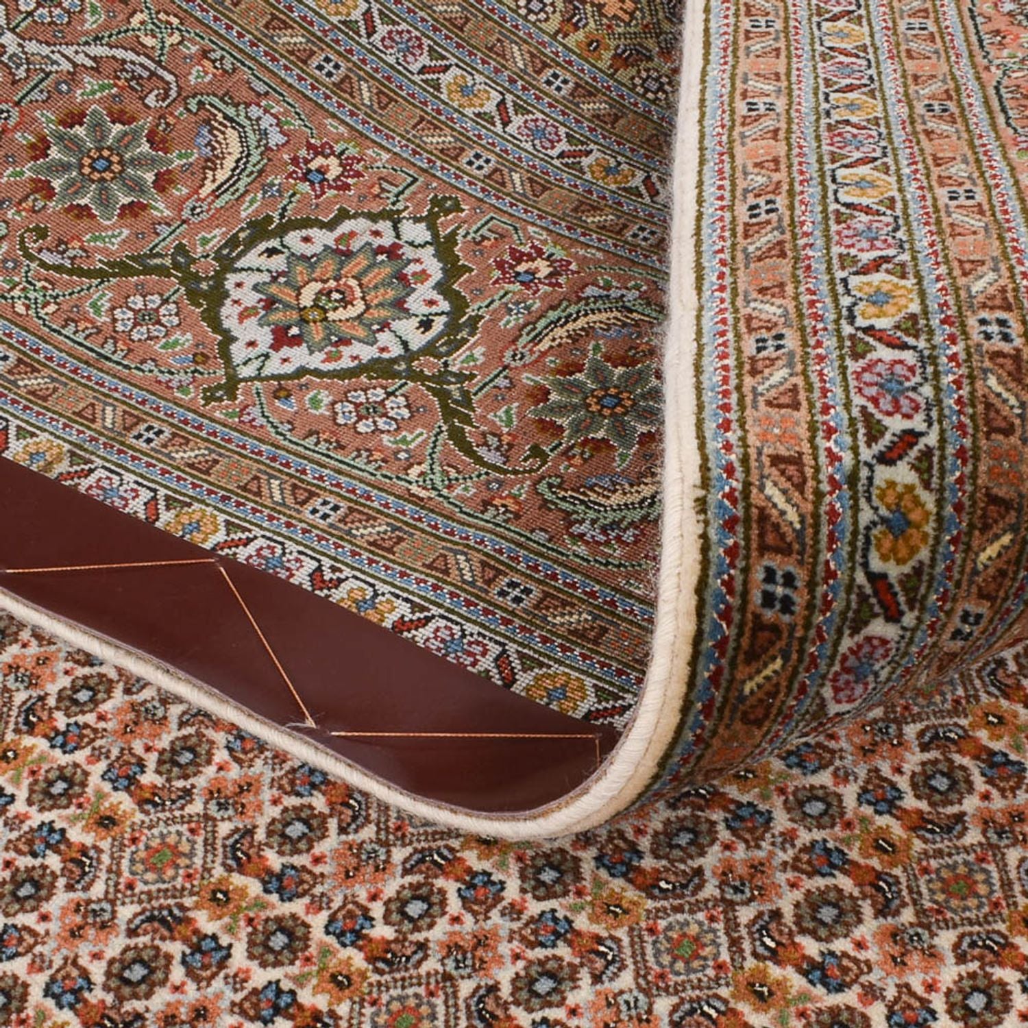 Tapis de couloir Tapis persan - Tabriz - Royal - 407 x 201 cm - marron clair