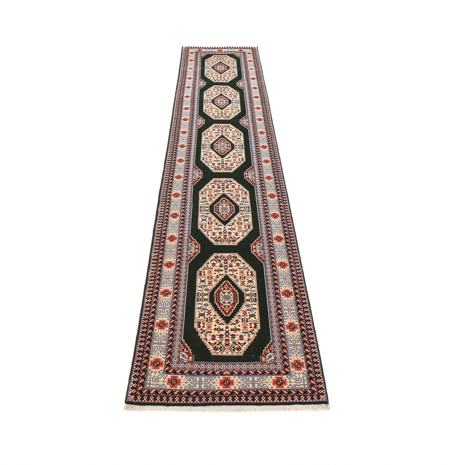 Tapis de couloir Tapis persan - Tabriz - Premium - 372 x 74 cm - bleu foncé