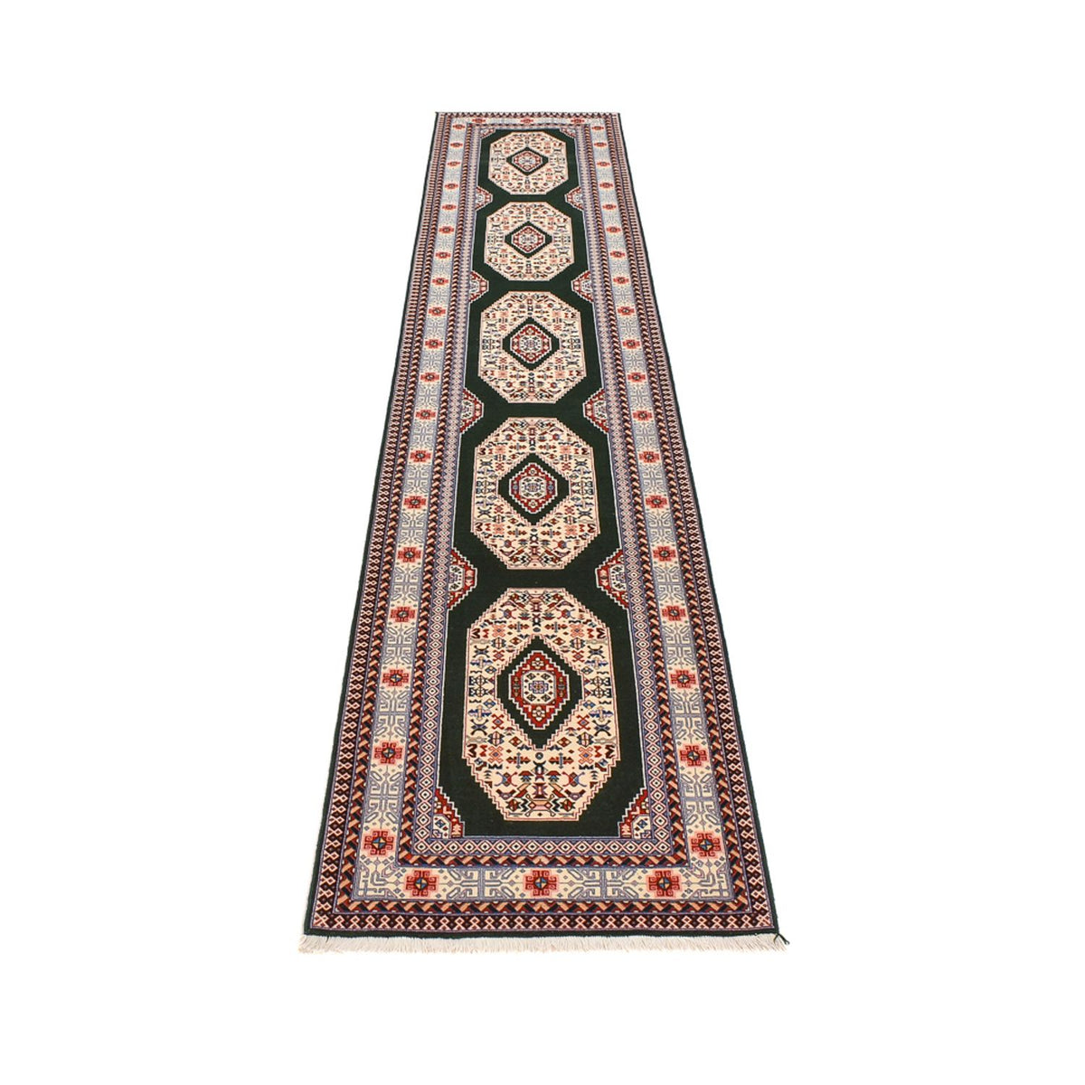 Tapis de couloir Tapis persan - Tabriz - Premium - 370 x 75 cm - bleu foncé