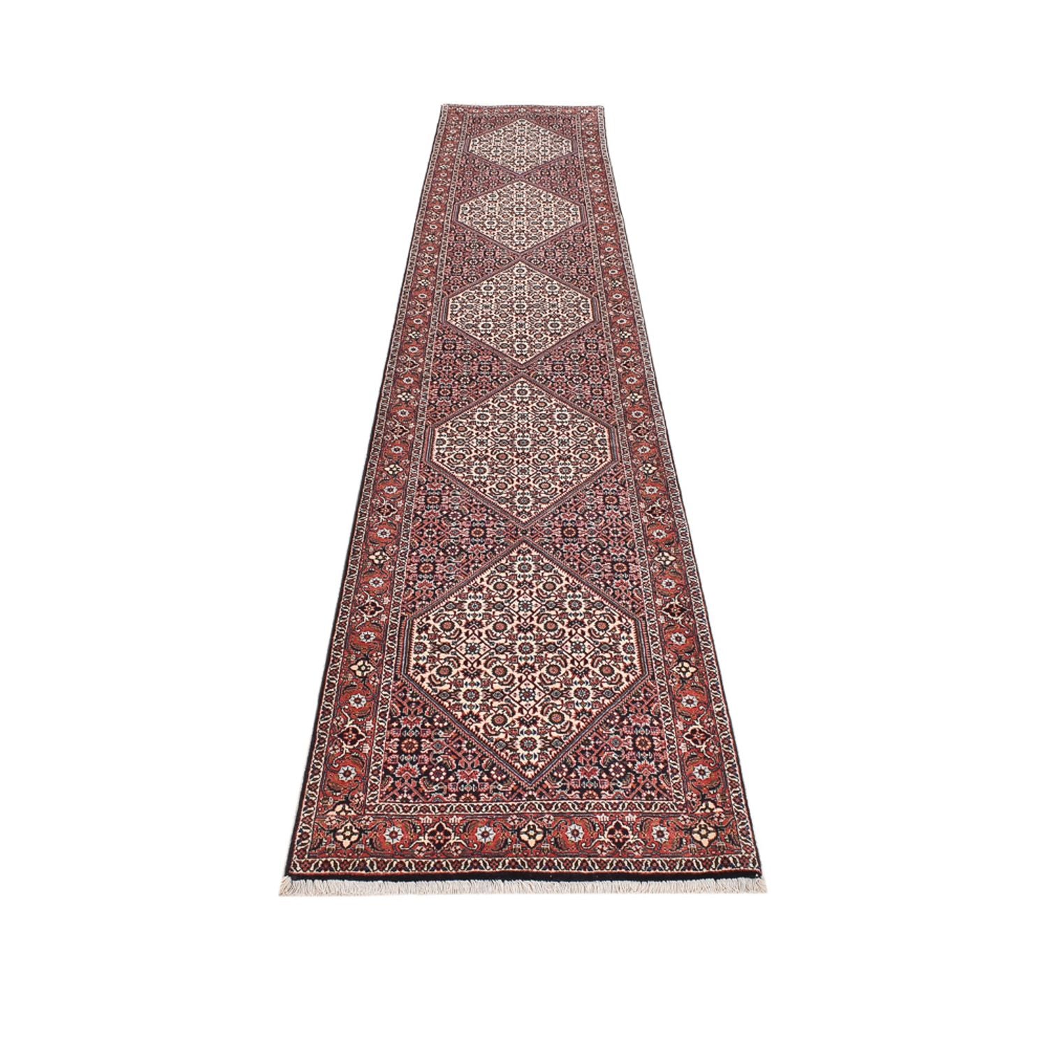 Tapis de couloir Tapis persan - Bidjar - 394 x 73 cm - marron