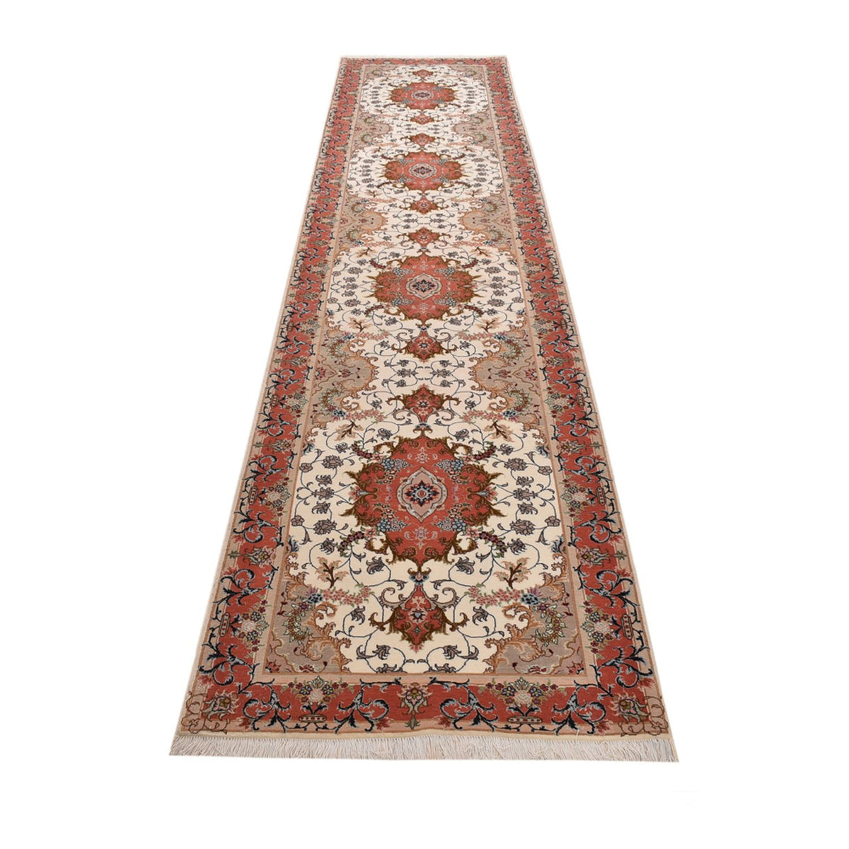 Tapis de couloir Tapis persan - Tabriz - Royal - 404 x 89 cm - multicolore