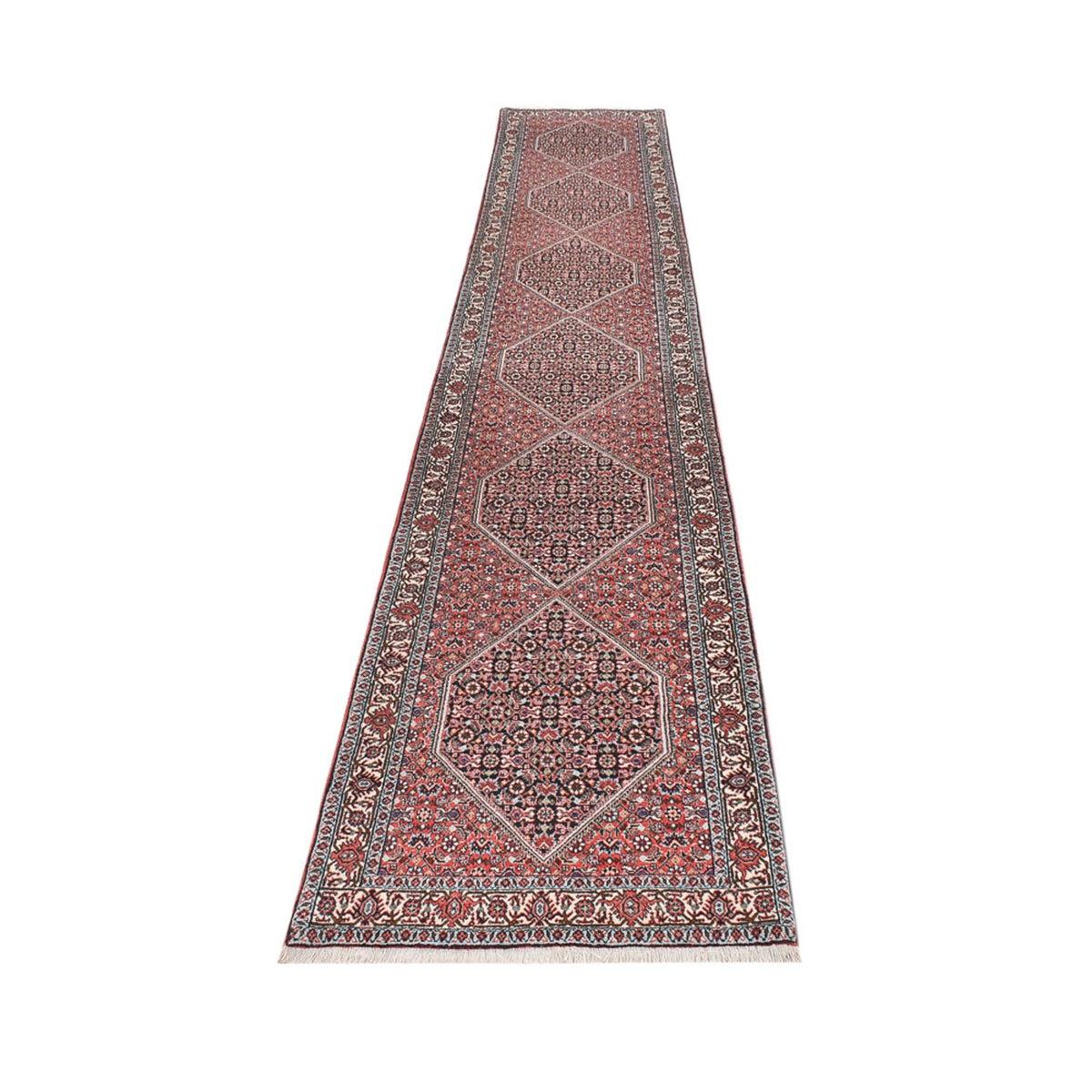 Tapis de couloir Tapis persan - Bidjar - 402 x 76 cm - marron