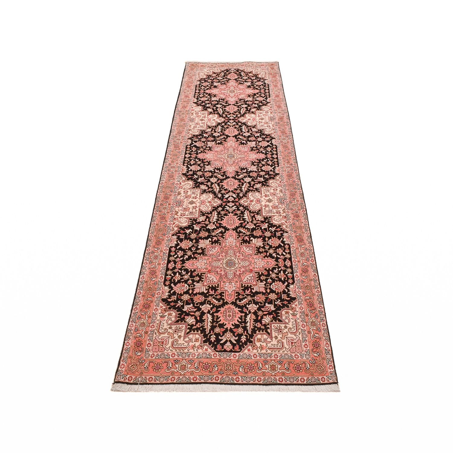 Tapis de couloir Tapis persan - Tabriz - Premium - 350 x 91 cm - bleu foncé