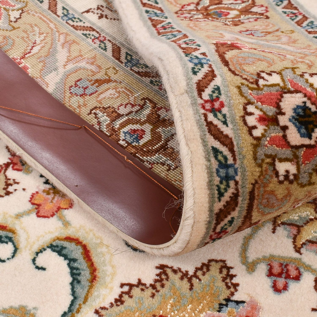 Tapis de couloir Tapis persan - Tabriz - Premium - 307 x 79 cm - caramel